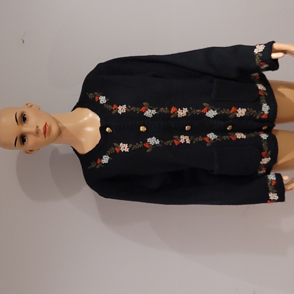 Vintage 100% wool navt button cardigan sweater size M - Picture 1 of 6